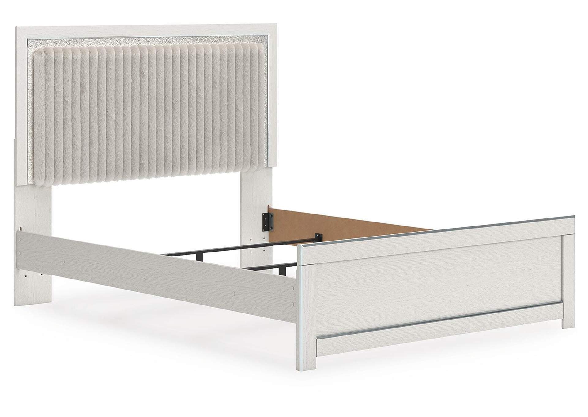 Birmonton Queen Upholstered Panel Bed, Dresser and Nightstand angled view