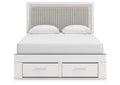 Birmonton Queen Upholstered Panel Platform Storage Bed, Dresser and Mirror