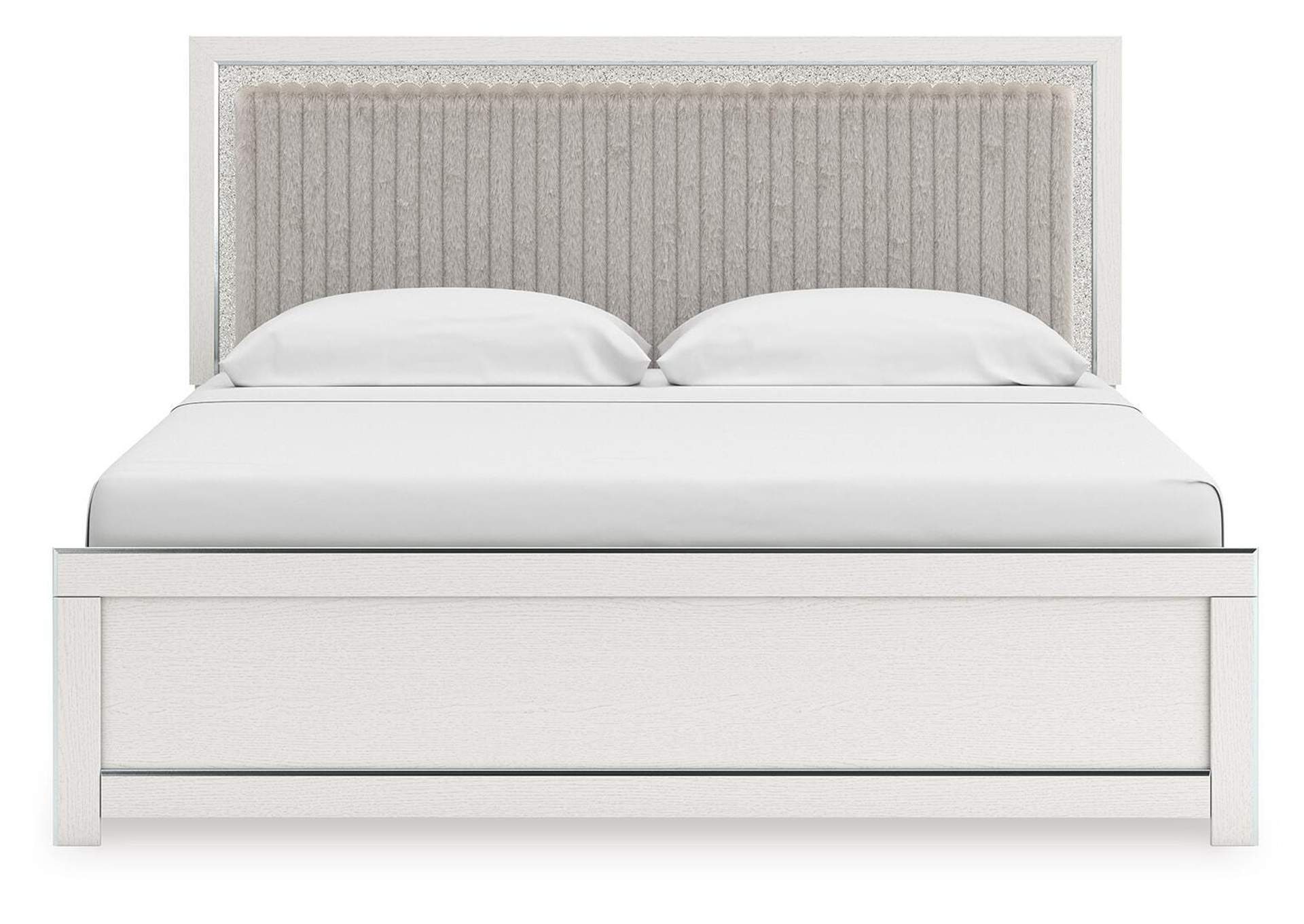 Birmonton King Upholstered Panel Platform Bed and Dresser