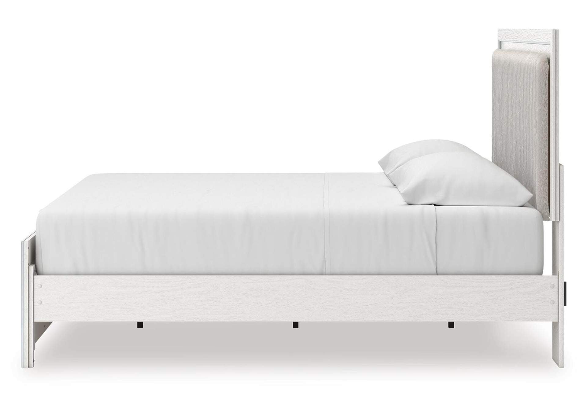 Birmonton King Upholstered Panel Platform Bed, Dresser, Mirror and Chest side view
