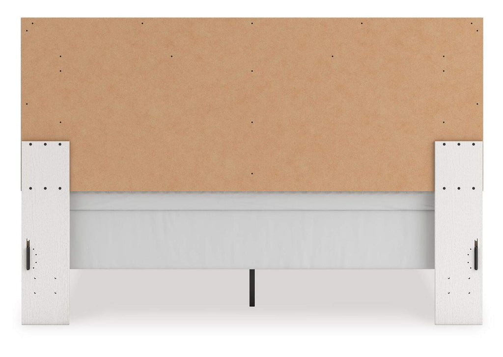 Birmonton King Upholstered Panel Bed, Dresser, Mirror and Chest