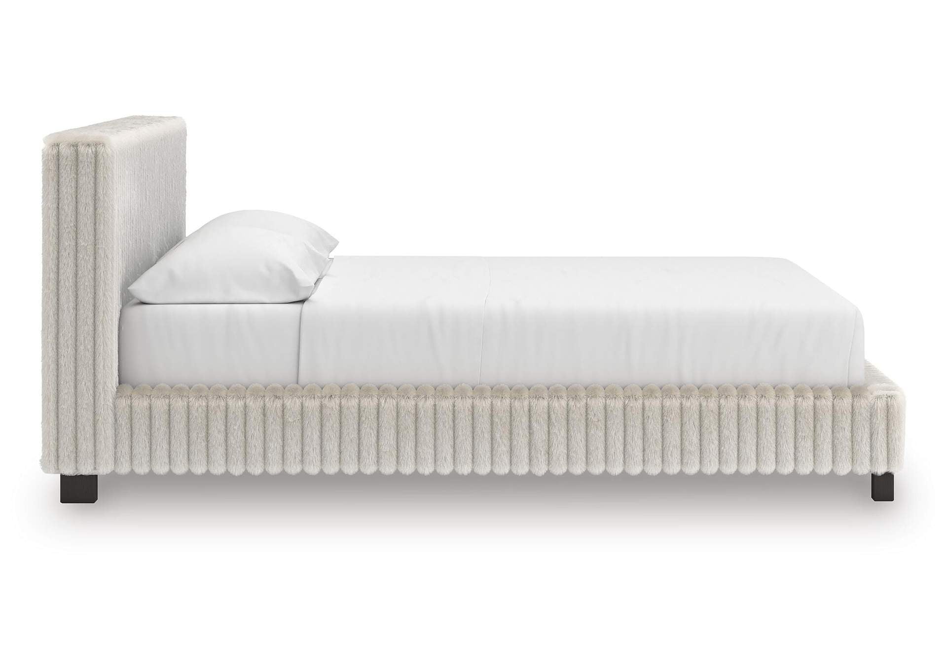 Birmonton California King Upholstered Bed and Dresser side view
