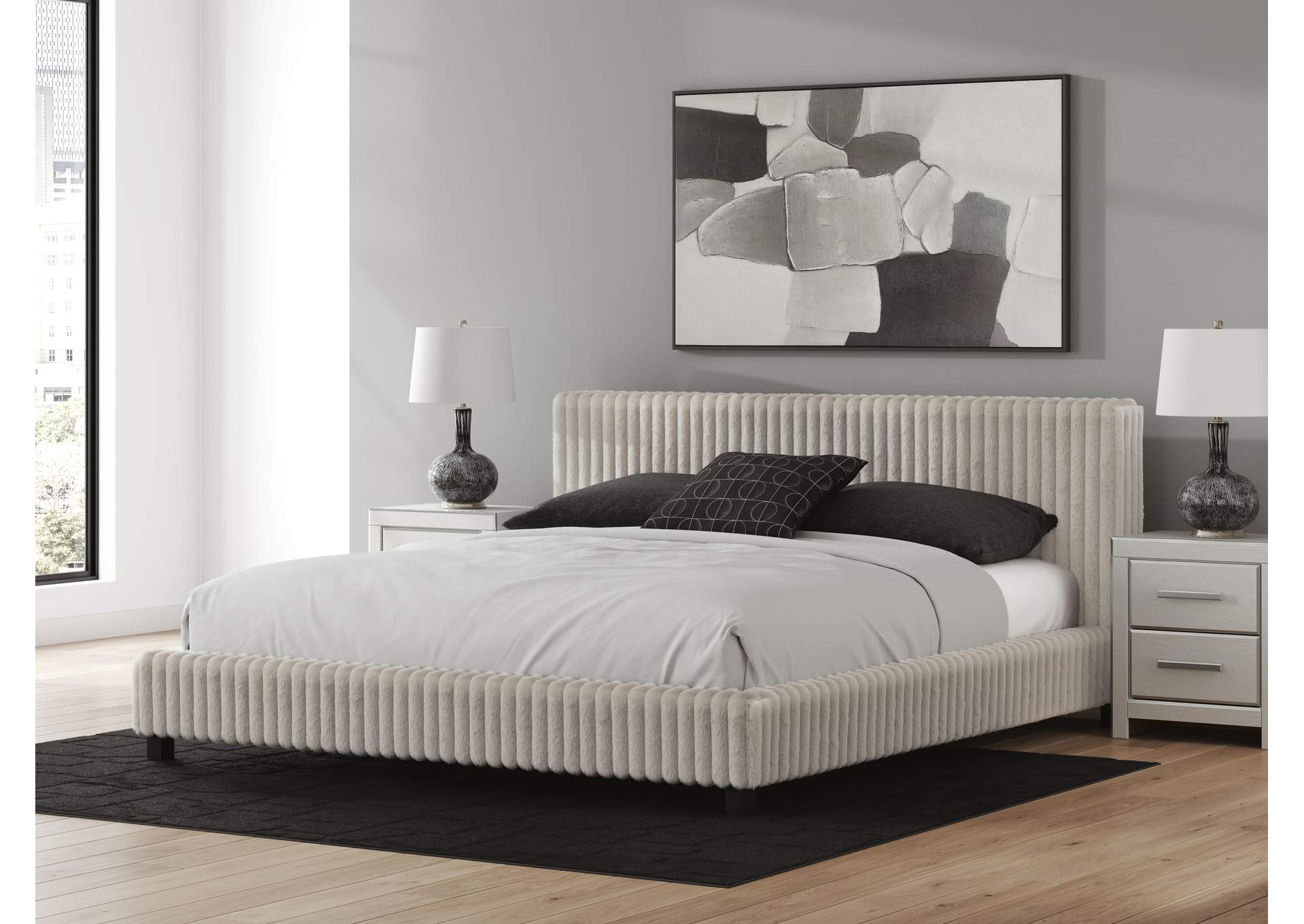 Birmonton California King Upholstered Bed and Dresser