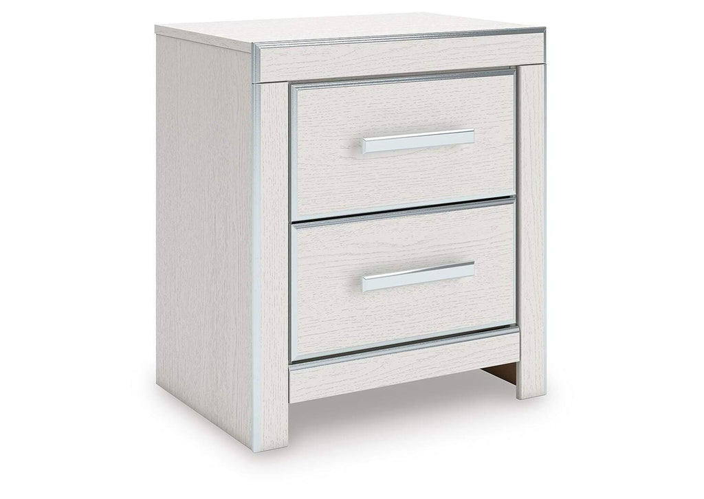 Birmonton Queen Upholstered Bed, Dresser, Mirror and Nightstand angled view
