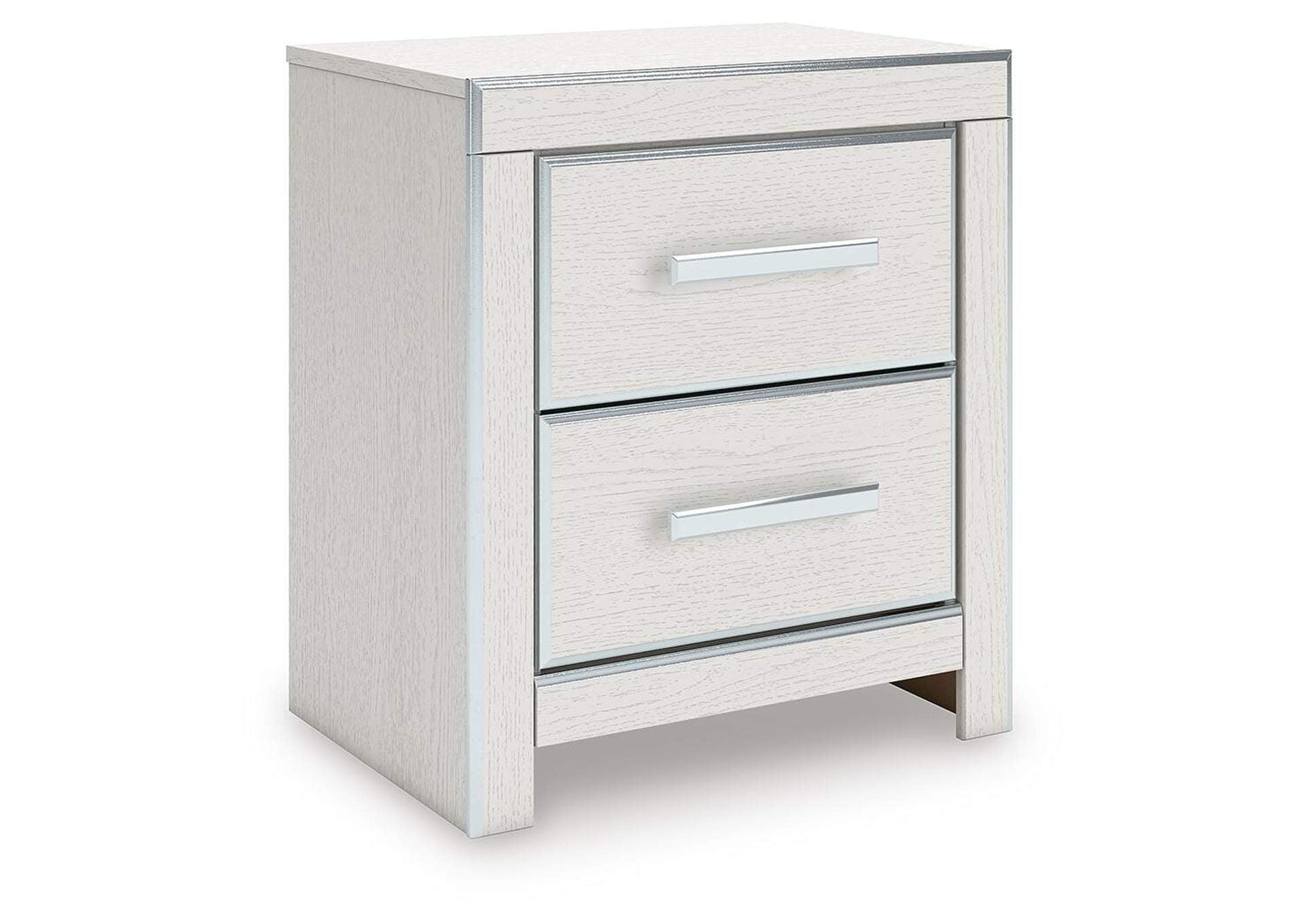 Birmonton King Upholstered Panel Platform Bed, Dresser, Mirror, Chest and Nightstand angled view