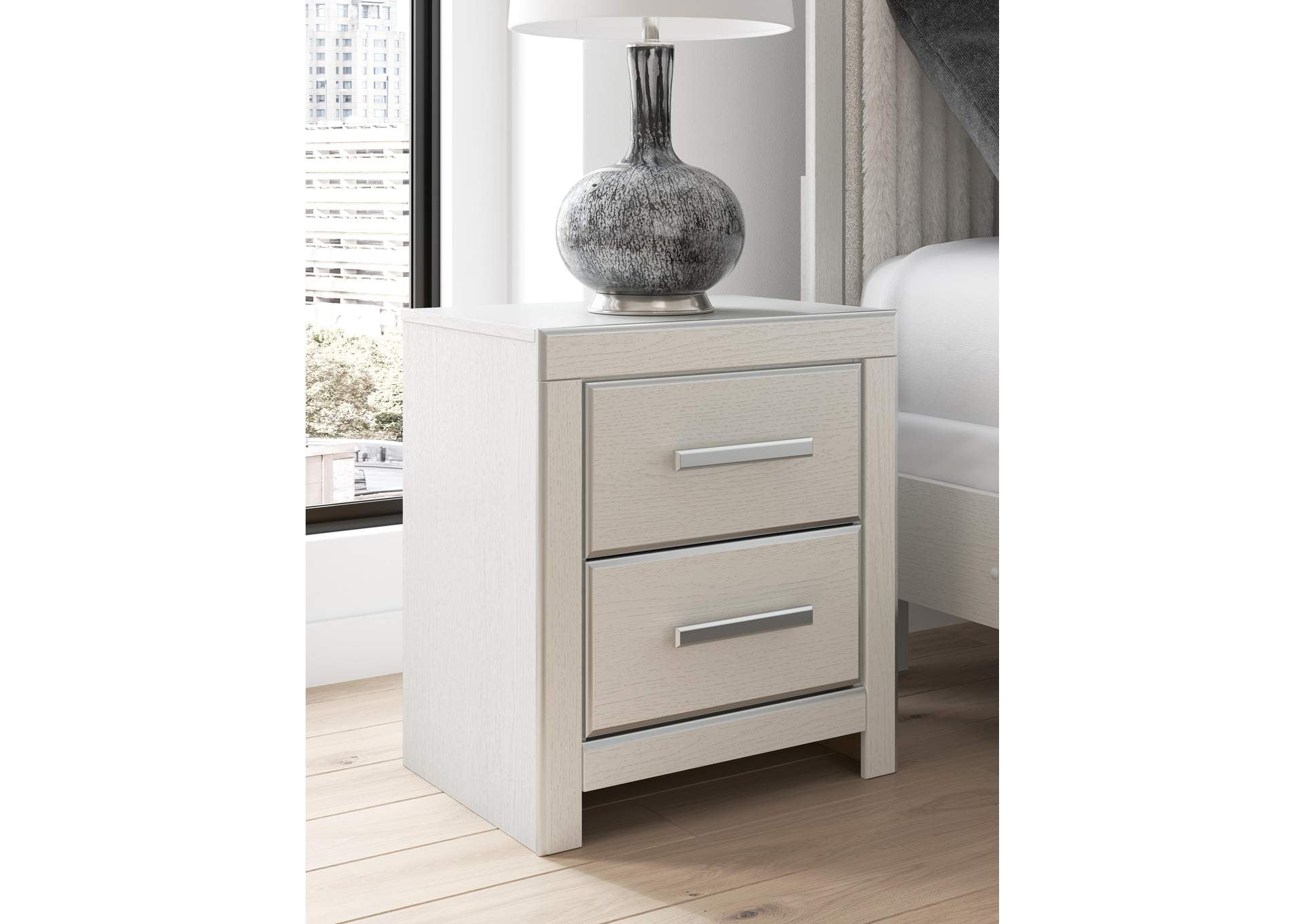 Birmonton King Upholstered Panel Platform Storage Bed, Dresser, Mirror, Chest and Nightstand