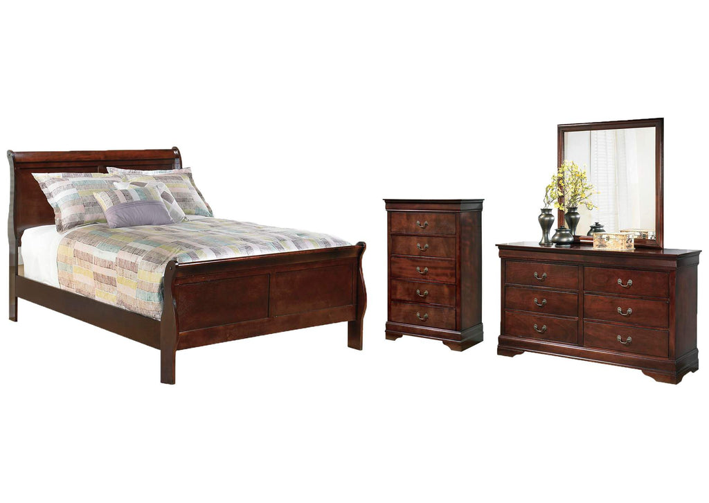 Alisdair Full Sleigh Bed with Mirrored Dresser and Chest