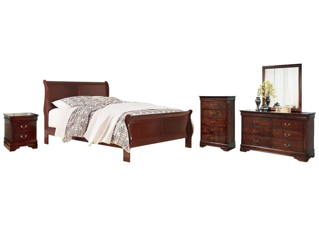 Alisdair Queen Sleigh Bed with Mirrored Dresser, Chest and Nightstand