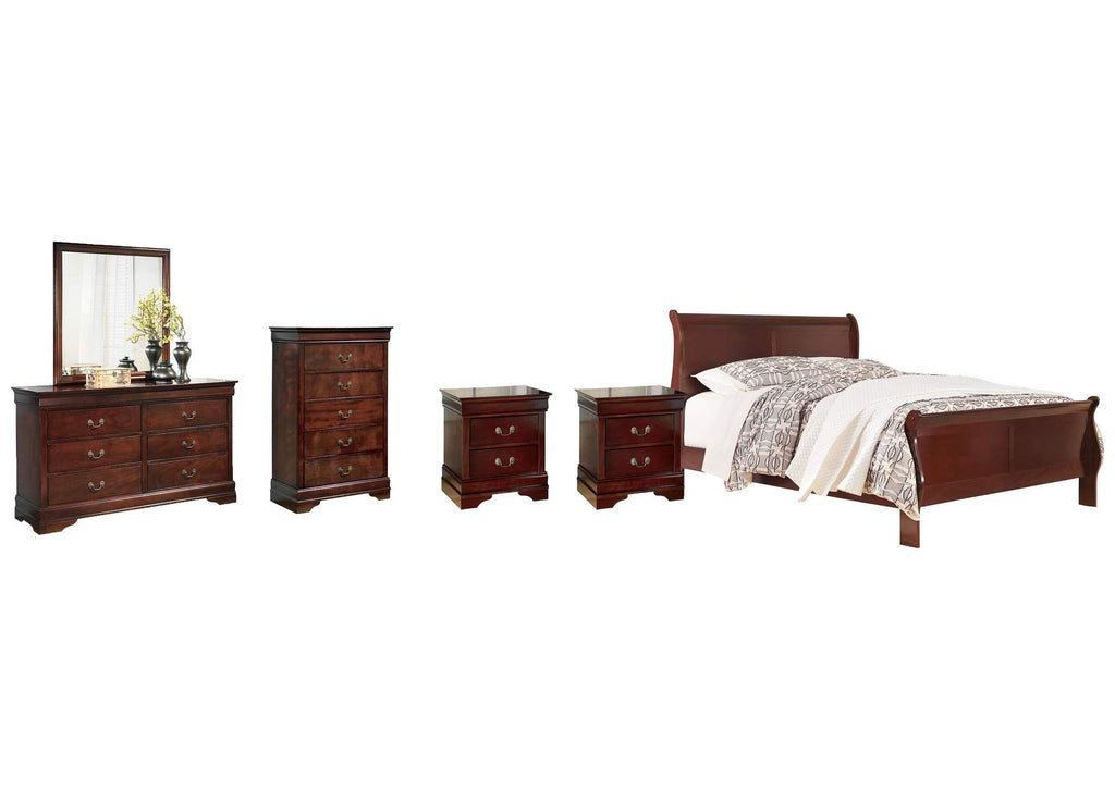Alisdair King Sleigh Bed with Mirrored Dresser, Chest and 2 Nightstands