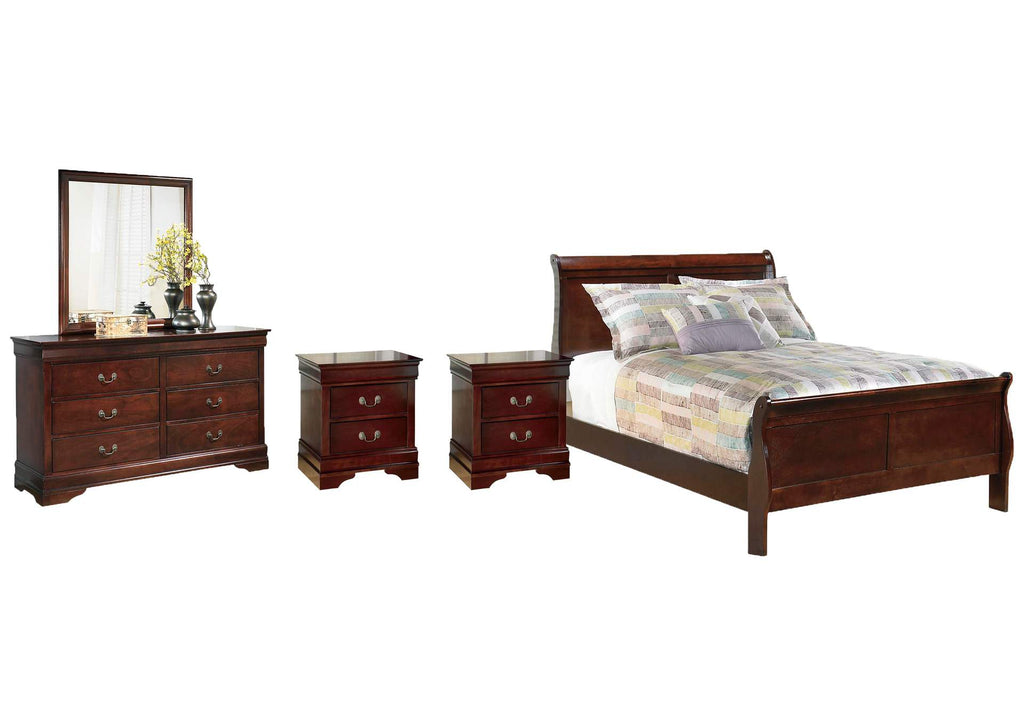 Alisdair Full Sleigh Bed with Mirrored Dresser and 2 Nightstands