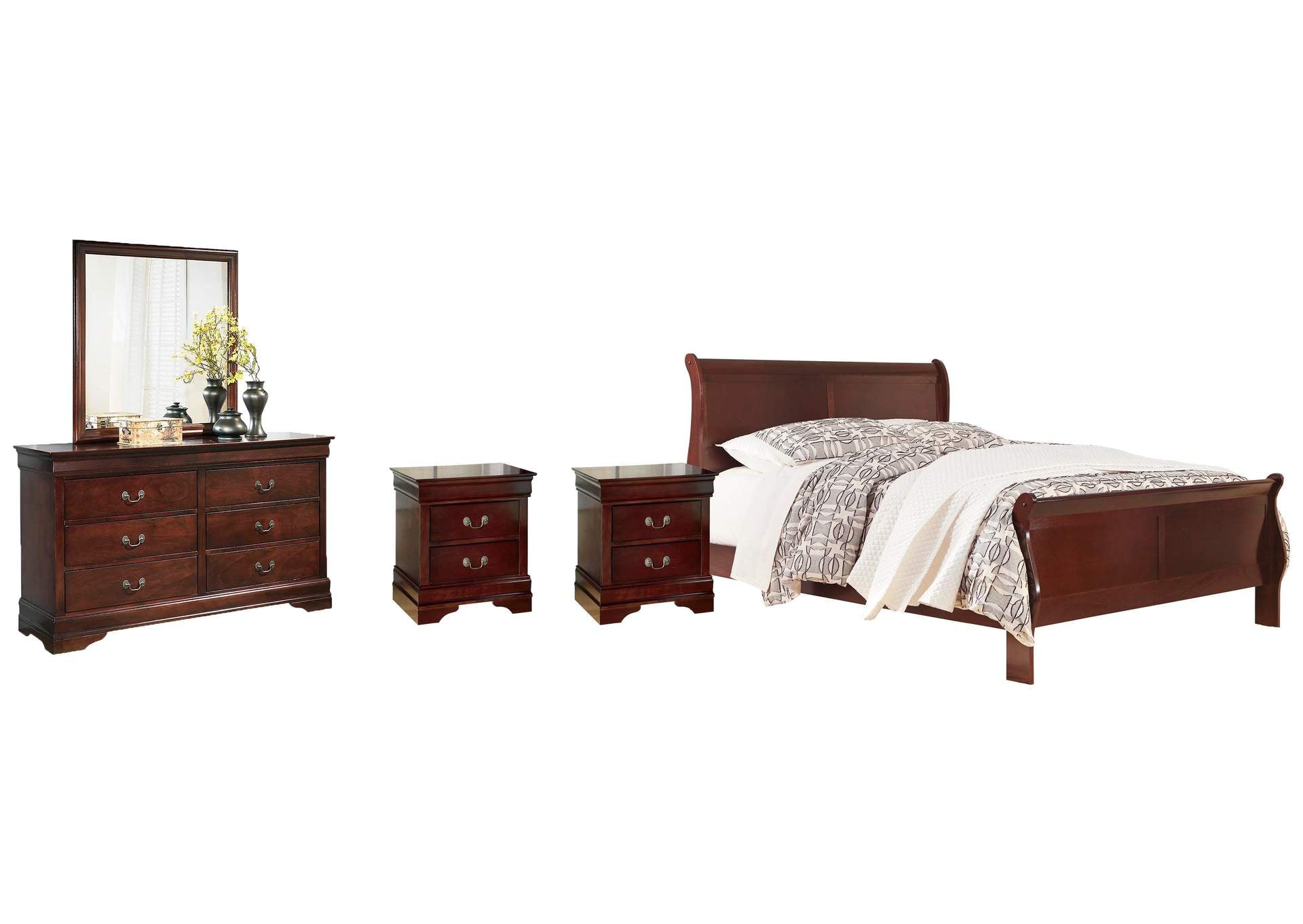 Alisdair King Sleigh Bed with Mirrored Dresser and 2 Nightstands