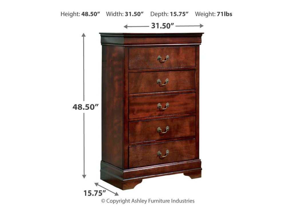 Alisdair Twin Sleigh Bed with Mirrored Dresser, Chest and 2 Nightstands dimensions