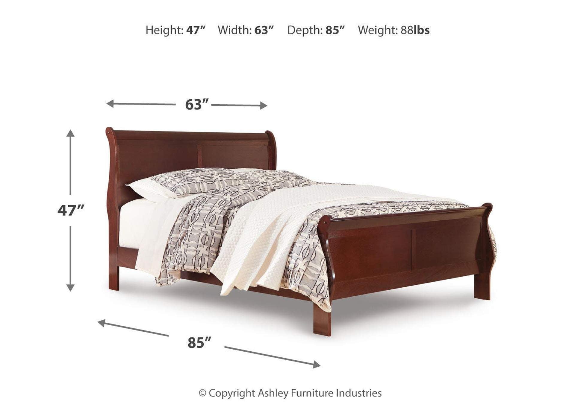 Alisdair Queen Sleigh Bed dimensions