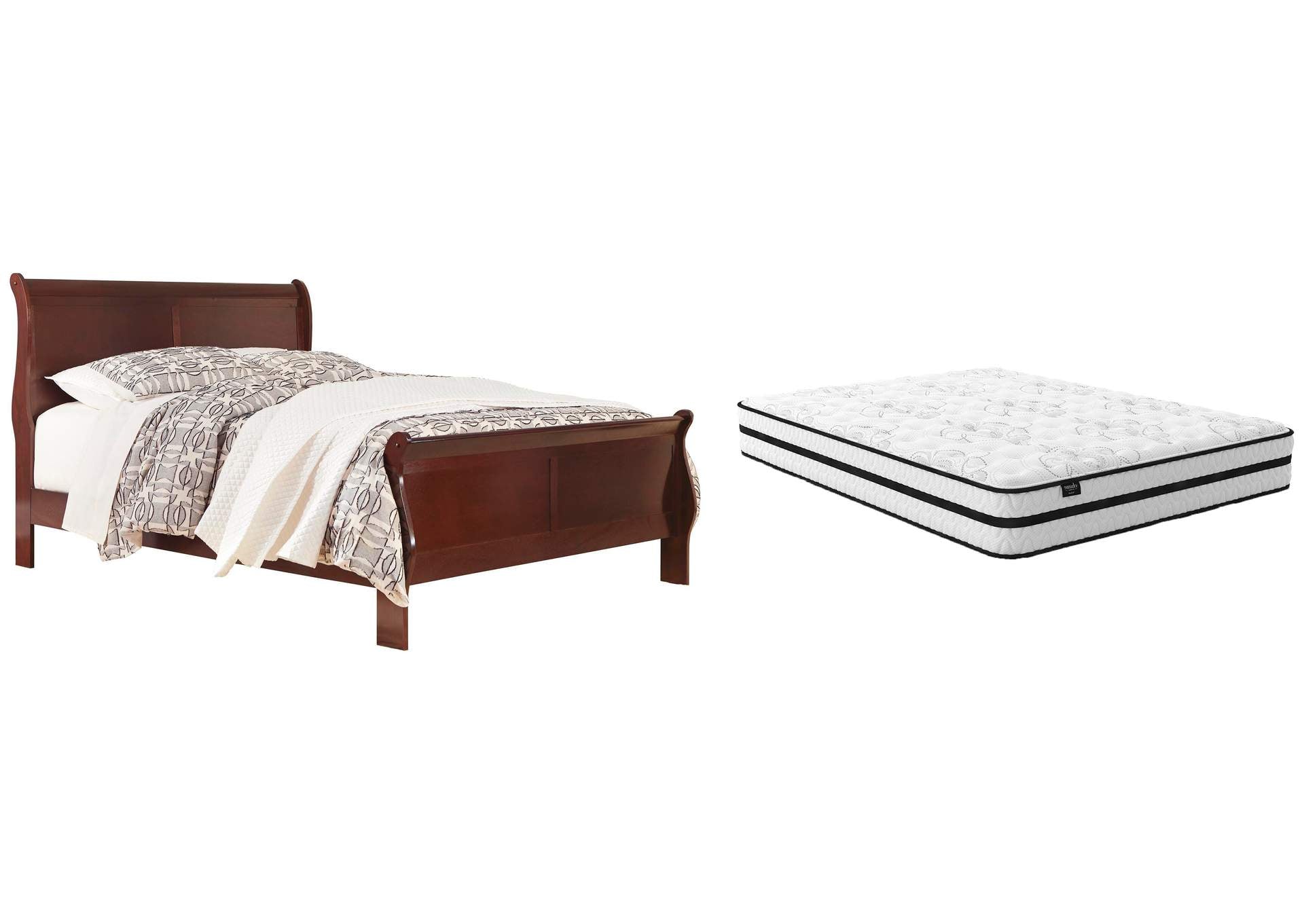 Alisdair Queen Sleigh Bed with Chime 10" Hybrid Mattress in a Box
