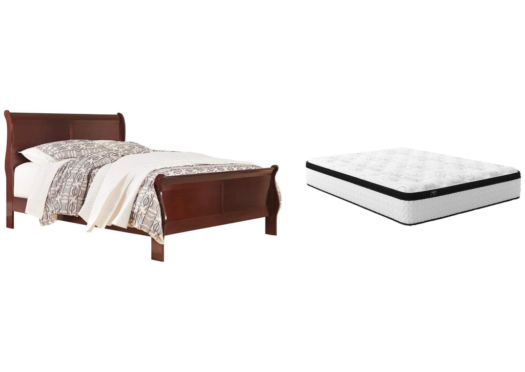 Alisdair Queen Sleigh Bed with Chime 12" Hybrid Mattress in a Box