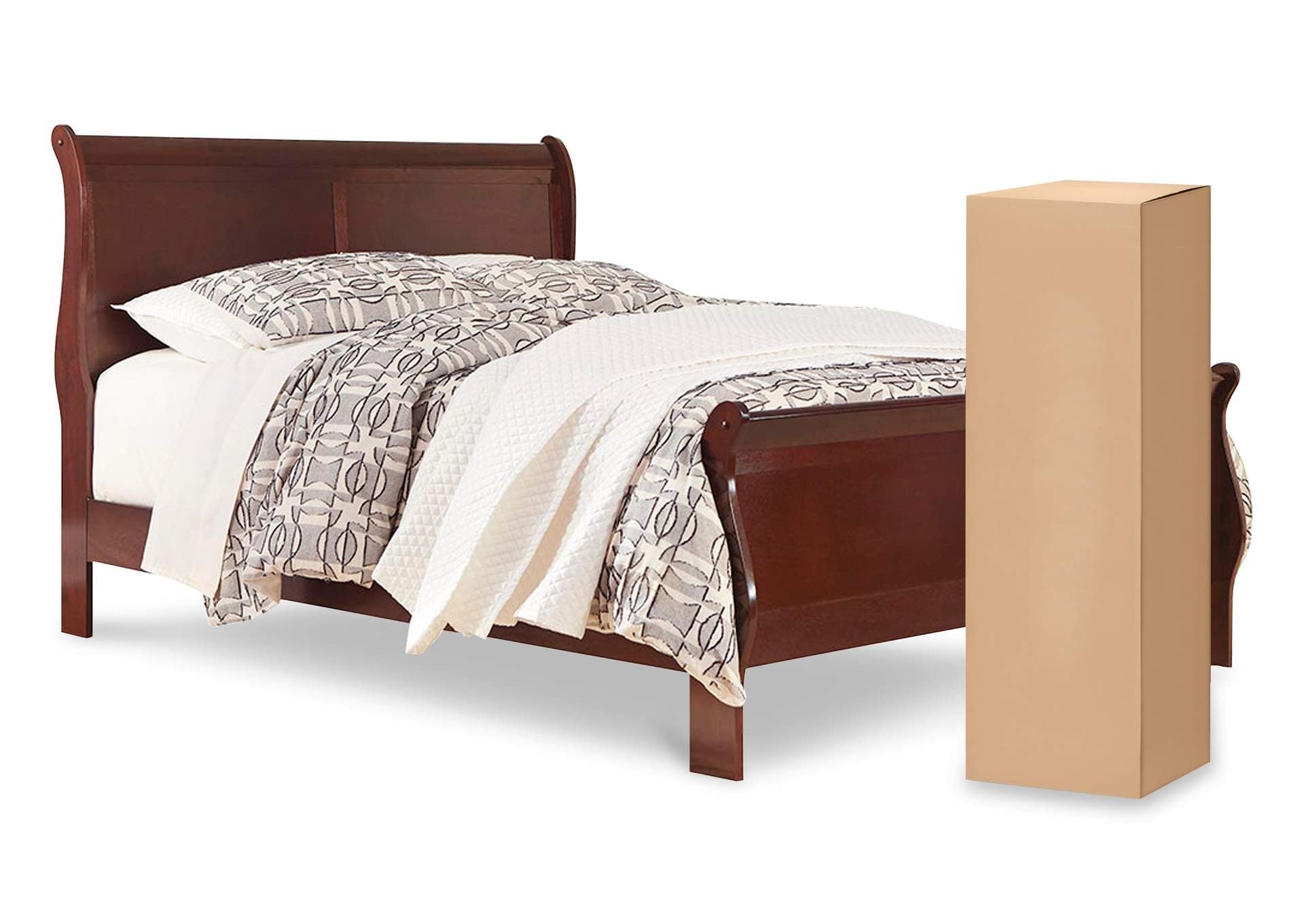 Alisdair Queen Sleigh Bed with Chime 8" Memory Foam Mattress in a Box