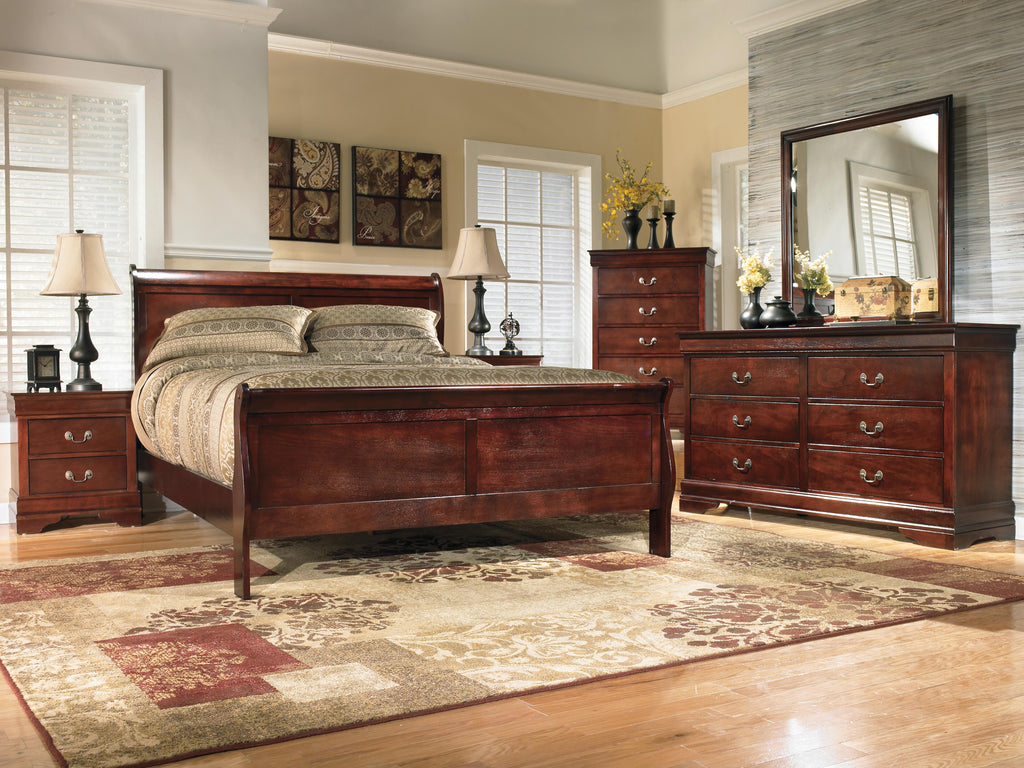 Alisdair King Sleigh Bed in Reddish Brown, lifestyle view