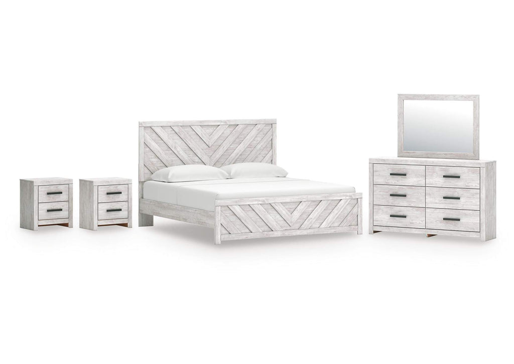 Cayboni King Panel Bed, Dresser, Mirror and 2 Nightstands