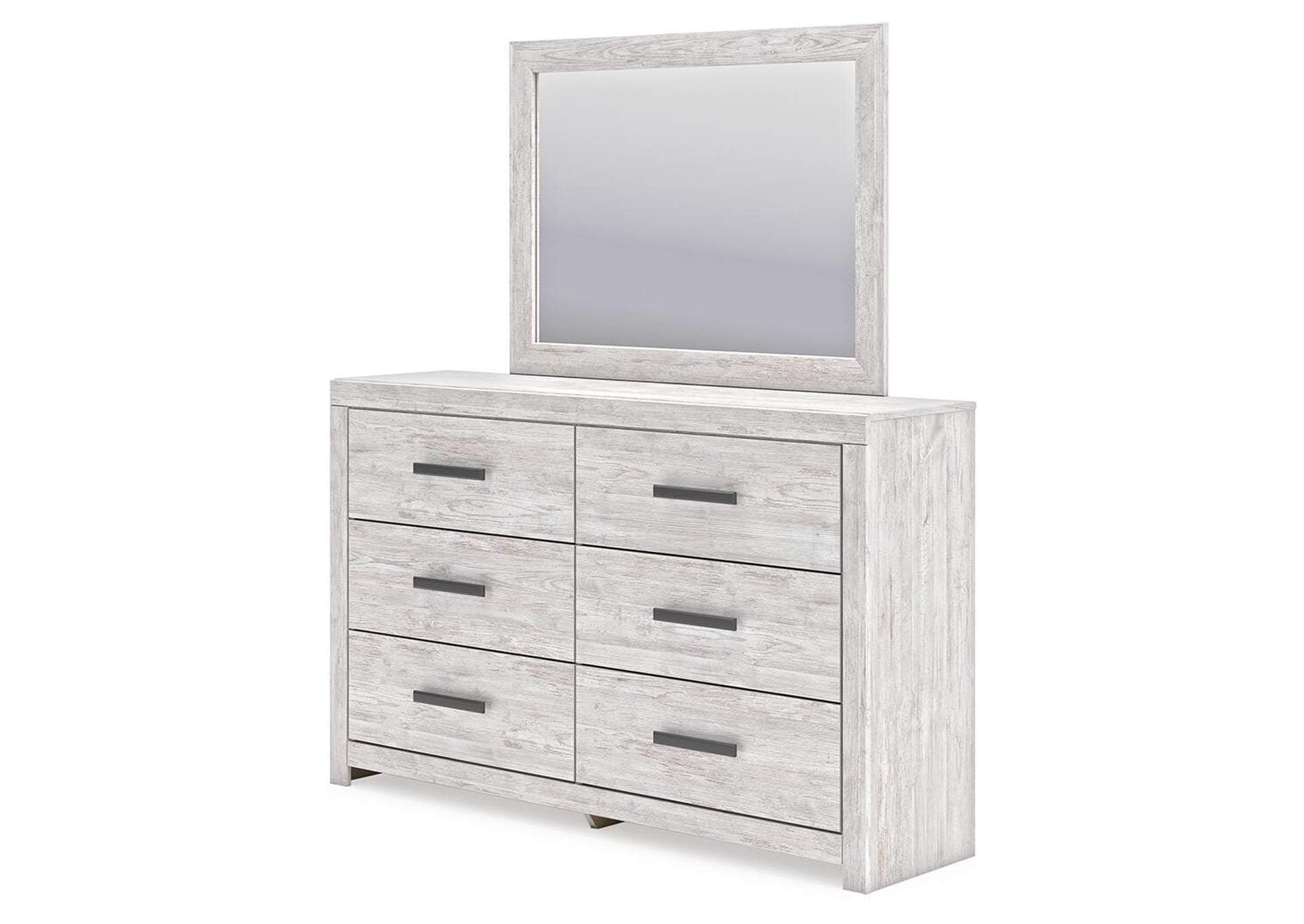 Cayboni Full Panel Bed with Mirrored Dresser and Chest angled view
