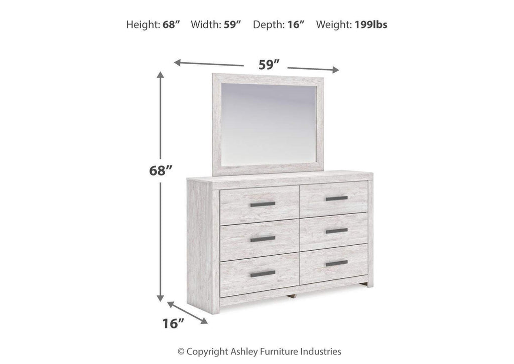 Cayboni Full Panel Bed with Mirrored Dresser, Chest and Nightstand dimensions