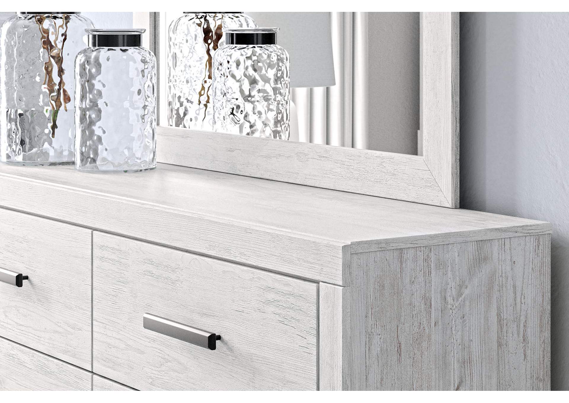 Cayboni Queen Panel Bed with Mirrored Dresser and Nightstand detail