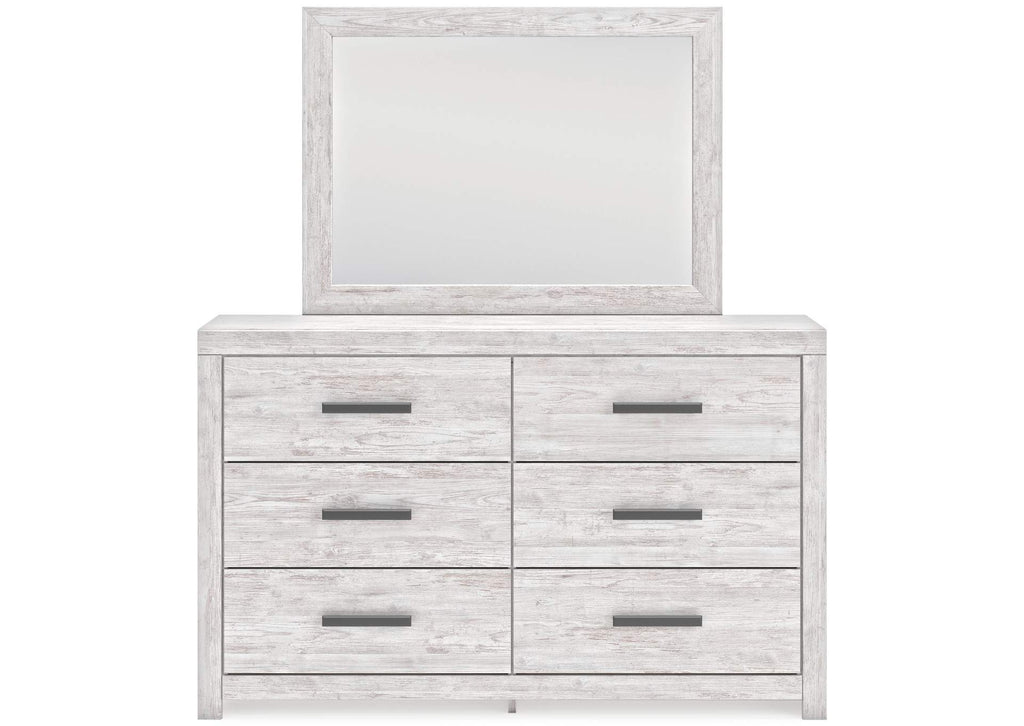 Cayboni Twin Panel Bed with Mirrored Dresser, Chest and 2 Nightstands front view