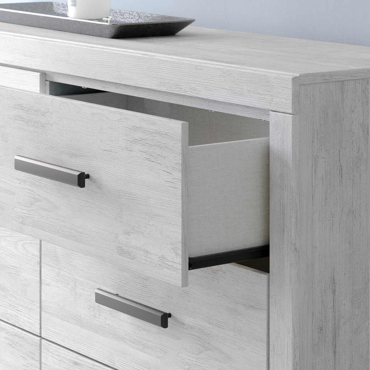 Cayboni Dresser in Whitewash, detail view
