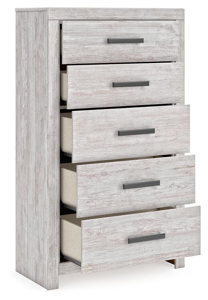 Cayboni Chest of Drawers in Whitewash, open view