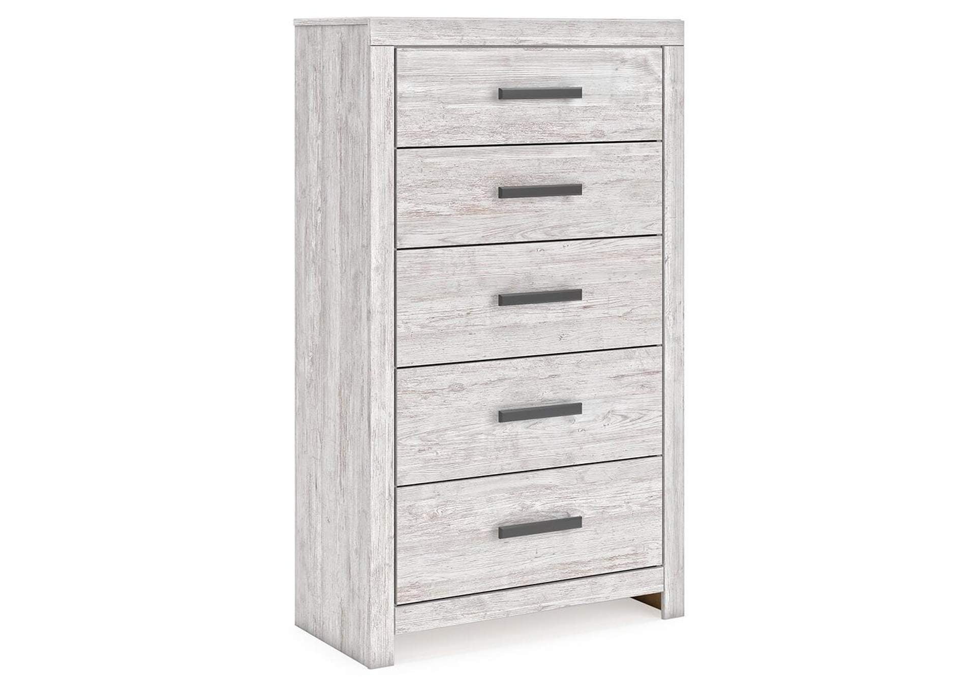 Cayboni Twin Panel Bed with Mirrored Dresser, Chest and 2 Nightstands angled view
