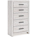 Cayboni Chest of Drawers in Whitewash, angle view