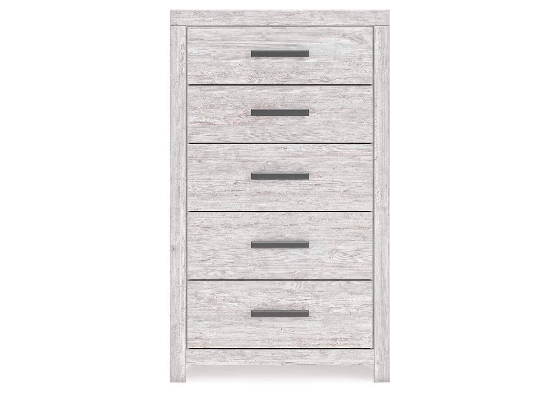 Cayboni King Panel Bed with Mirrored Dresser, Chest and Nightstand front view
