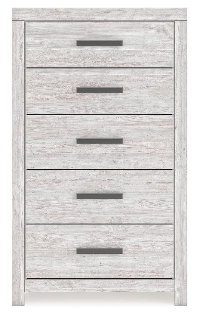 Cayboni Chest of Drawers in Whitewash, front view