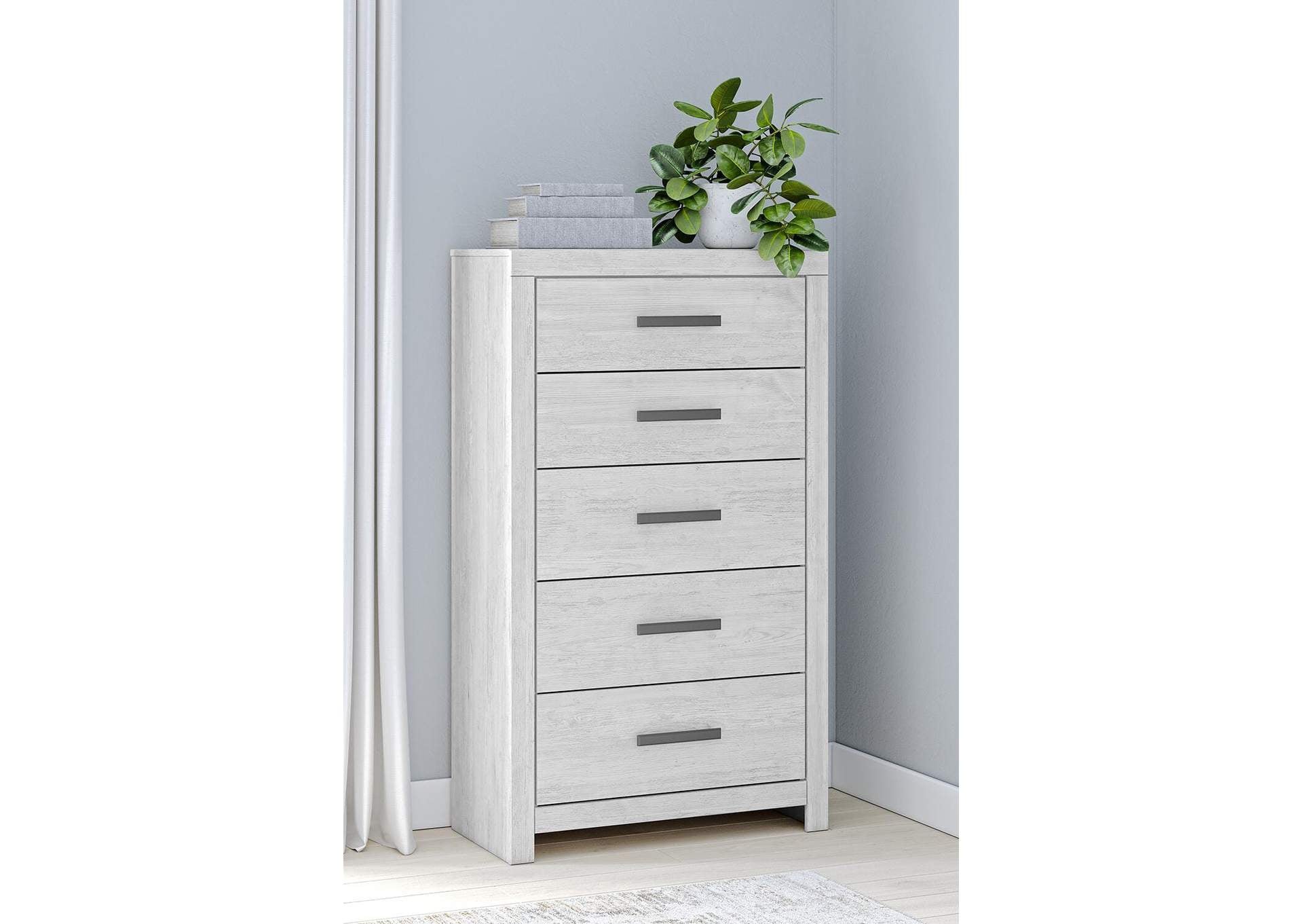Cayboni Full Panel Bed with Mirrored Dresser and Chest