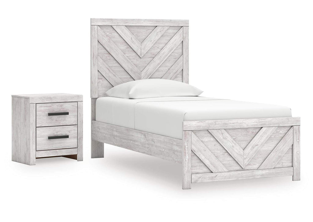 Cayboni Twin Panel Bed and Nightstand