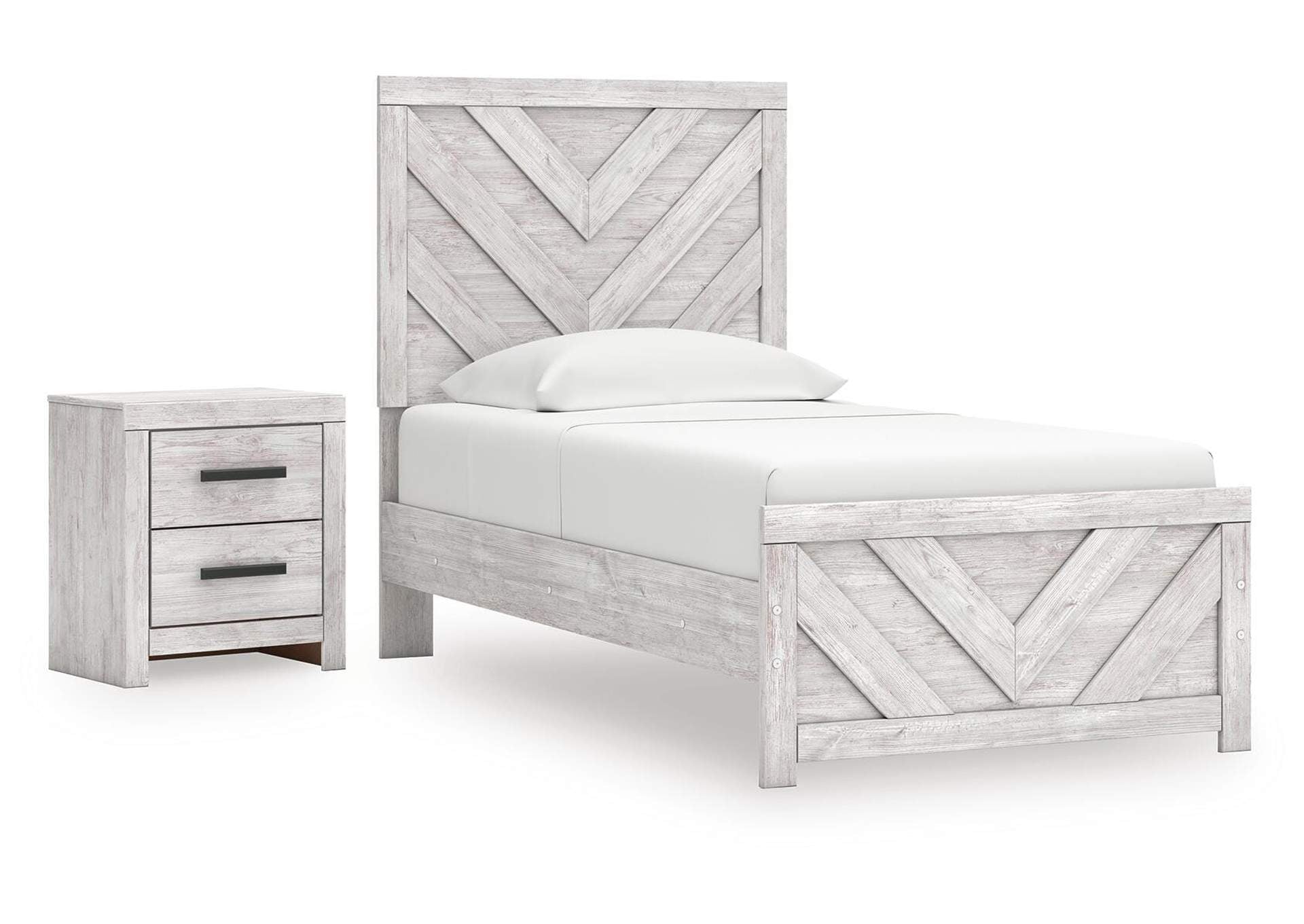 Cayboni Twin Panel Bed and Nightstand