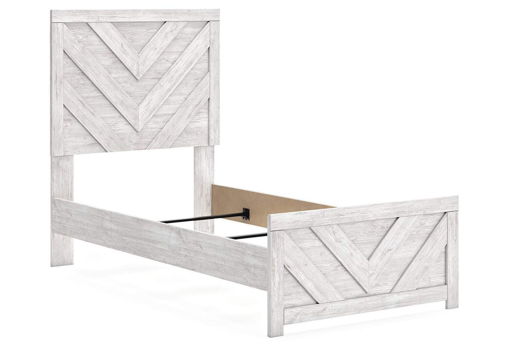 Cayboni Twin Panel Bed with Dresser angled view