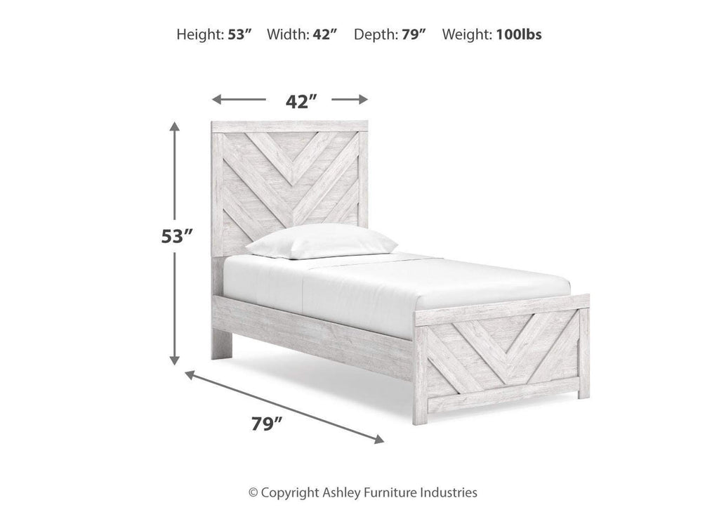 Cayboni Twin Panel Bed with Mirrored Dresser, Chest and 2 Nightstands dimensions