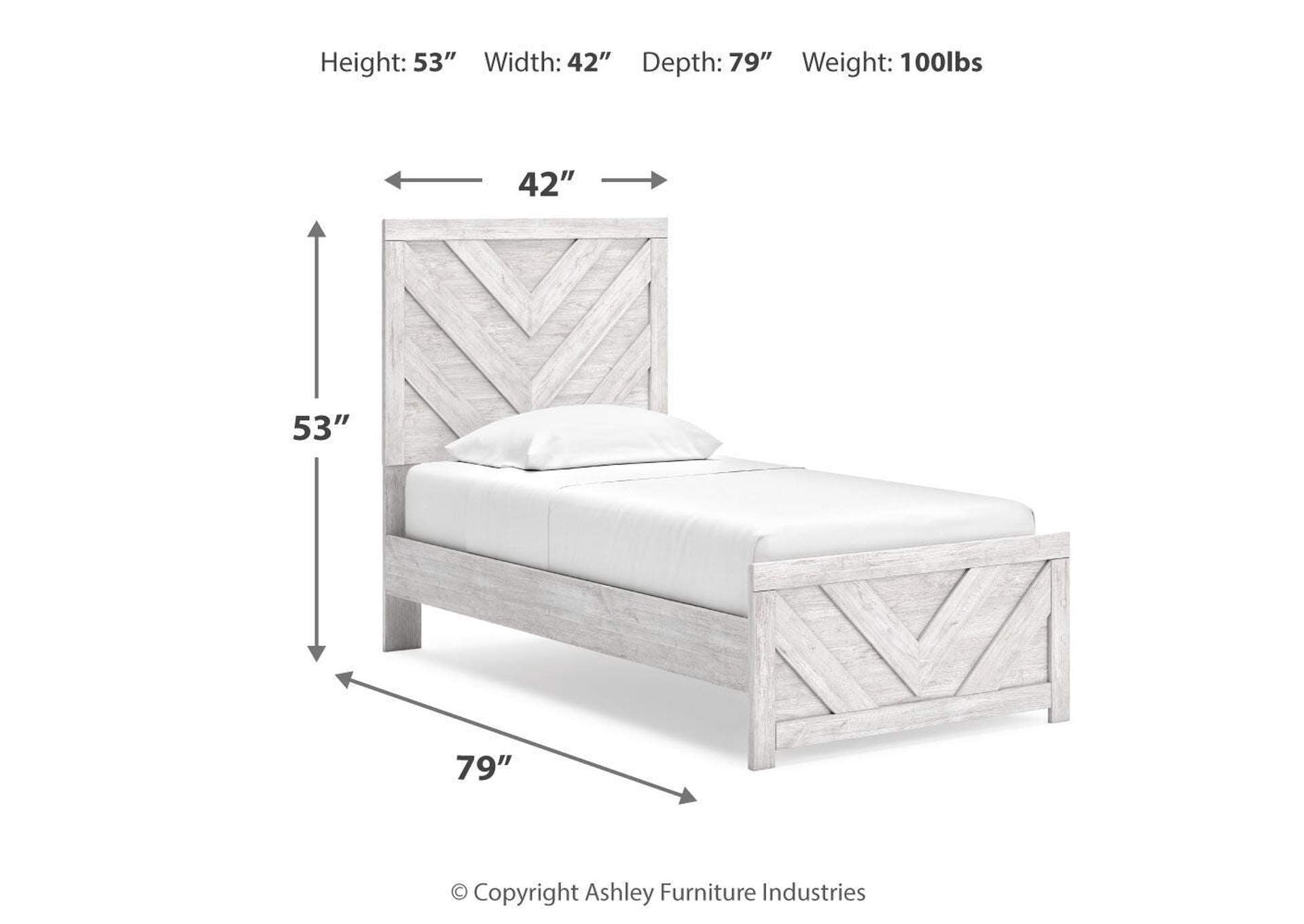 Cayboni Twin Panel Bed with Mirrored Dresser, Chest and 2 Nightstands dimensions