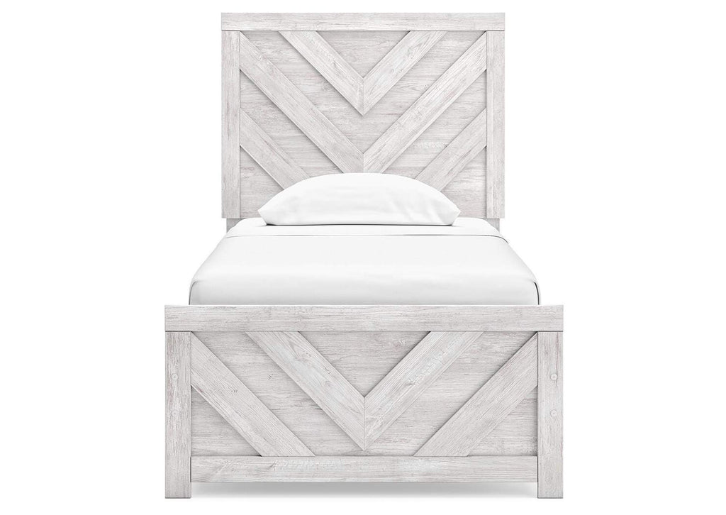 Cayboni Twin Panel Bed with Mirrored Dresser and Chest
