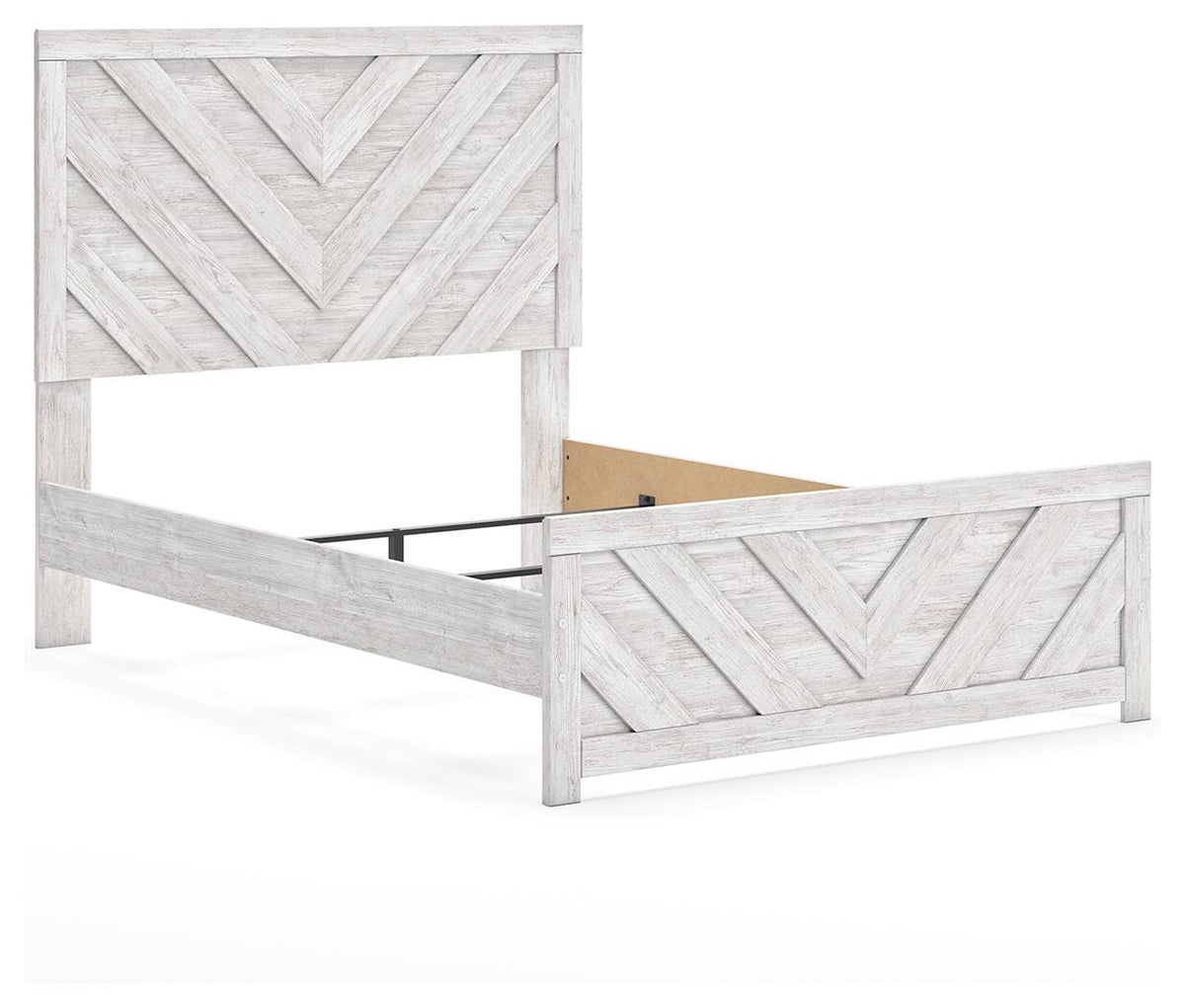 Cayboni Full Panel Bed in Whitewash, angle view
