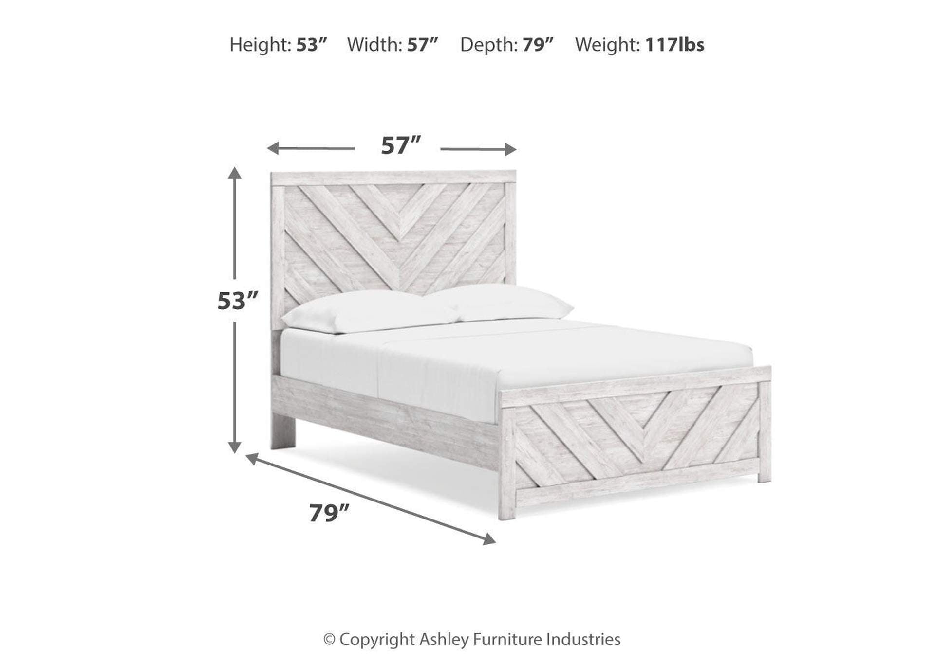 Cayboni Full Panel Bed with Mirrored Dresser dimensions