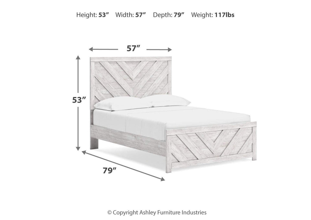 Cayboni Full Panel Bed with Mirrored Dresser, Chest and Nightstand dimensions
