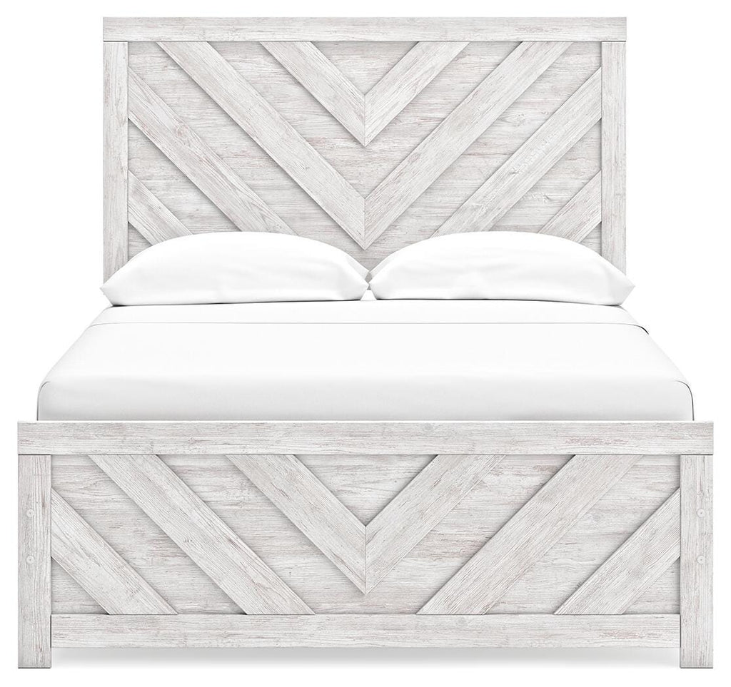 Cayboni Full Panel Bed in Whitewash, front view
