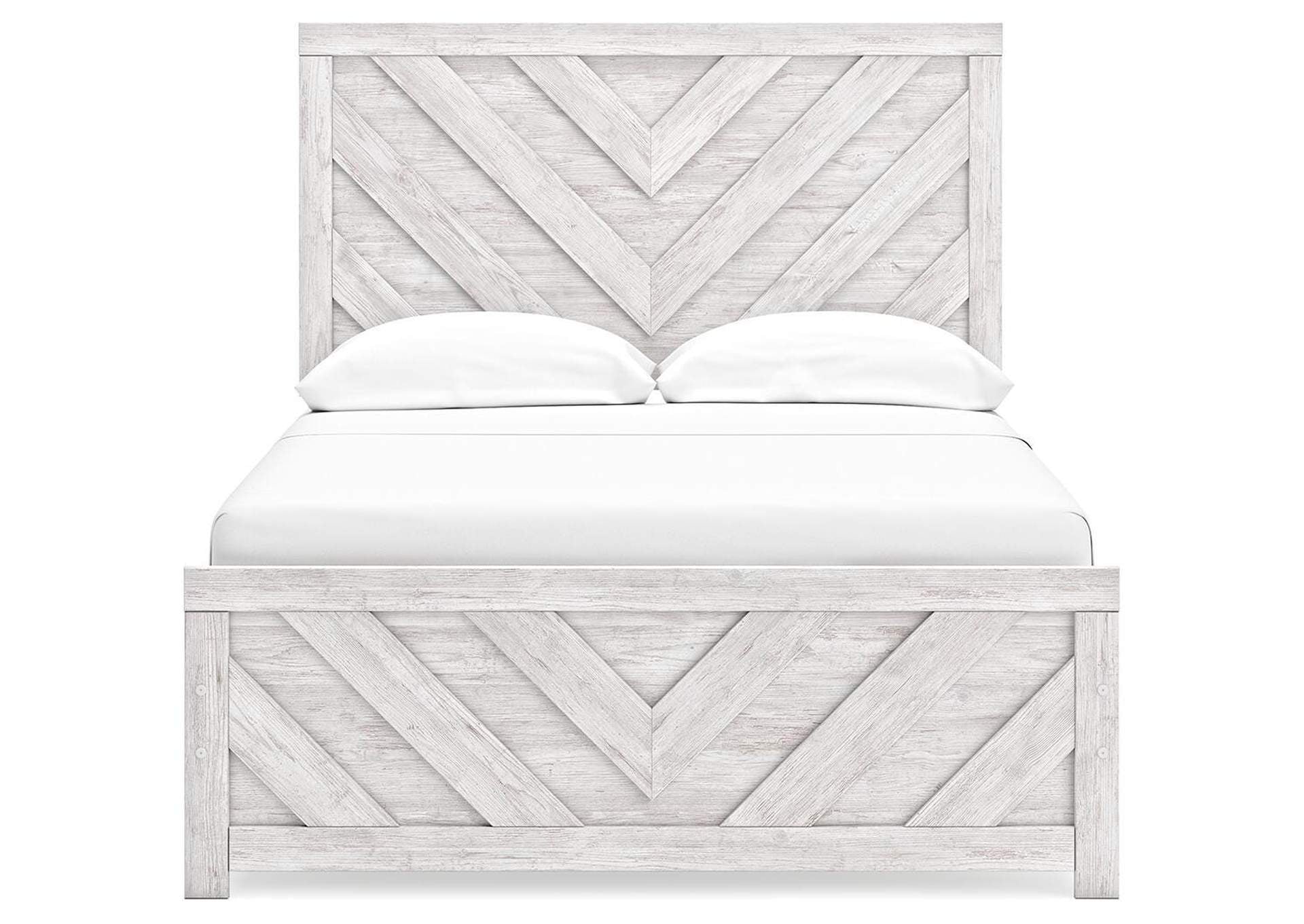 Cayboni Full Panel Bed with Mirrored Dresser, Chest and Nightstand front view