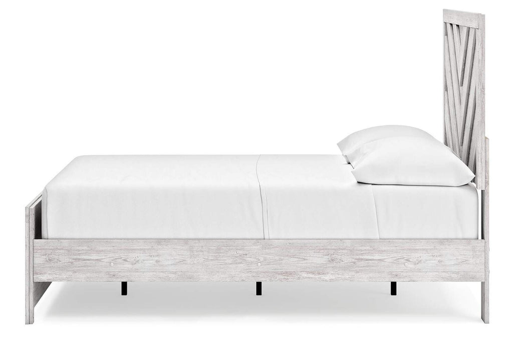 Cayboni Full Panel Bed with Mirrored Dresser and Chest side view