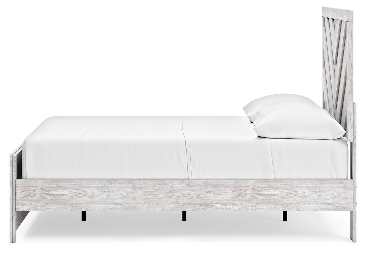Cayboni Full Panel Bed in Whitewash, alternate side view