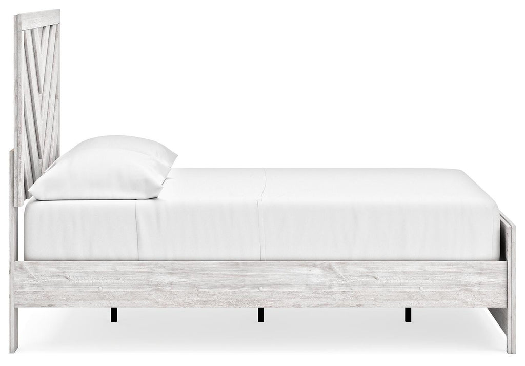 Cayboni Full Panel Bed in Whitewash, side view