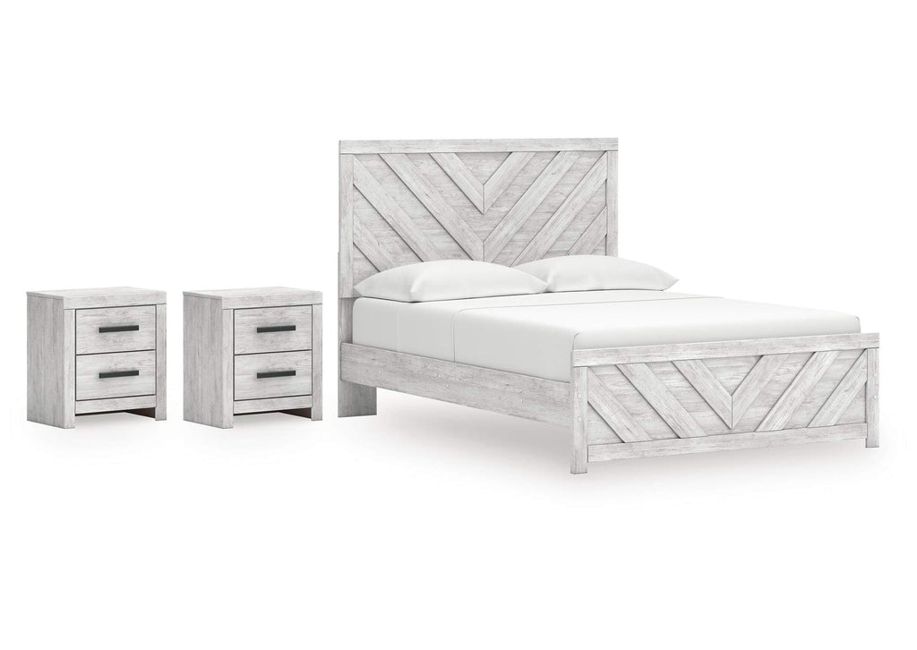 Cayboni Queen Panel Bed and 2 Nightstands