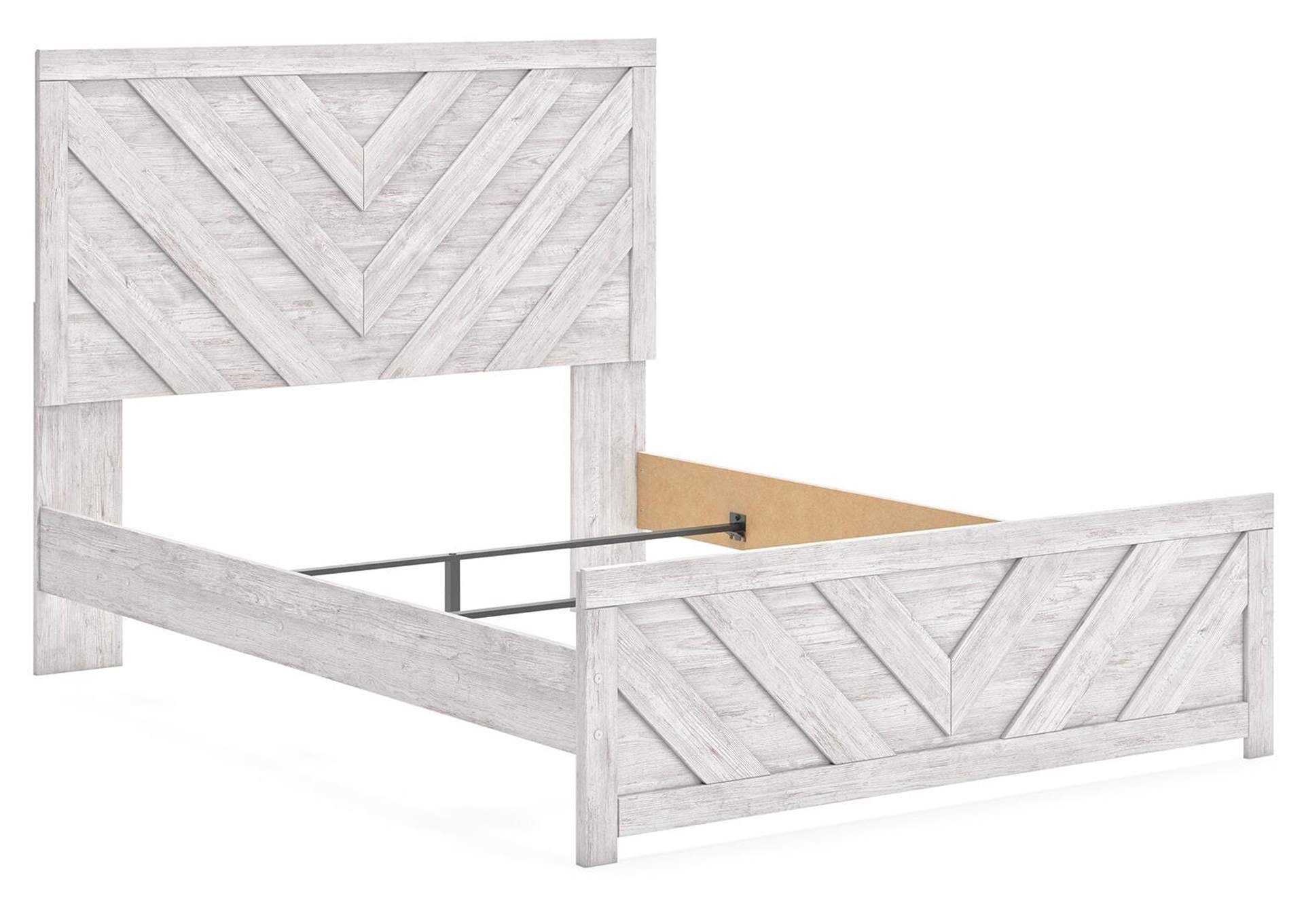 Cayboni Queen Panel Bed with Mirrored Dresser, Chest and 2 Nightstands angled view