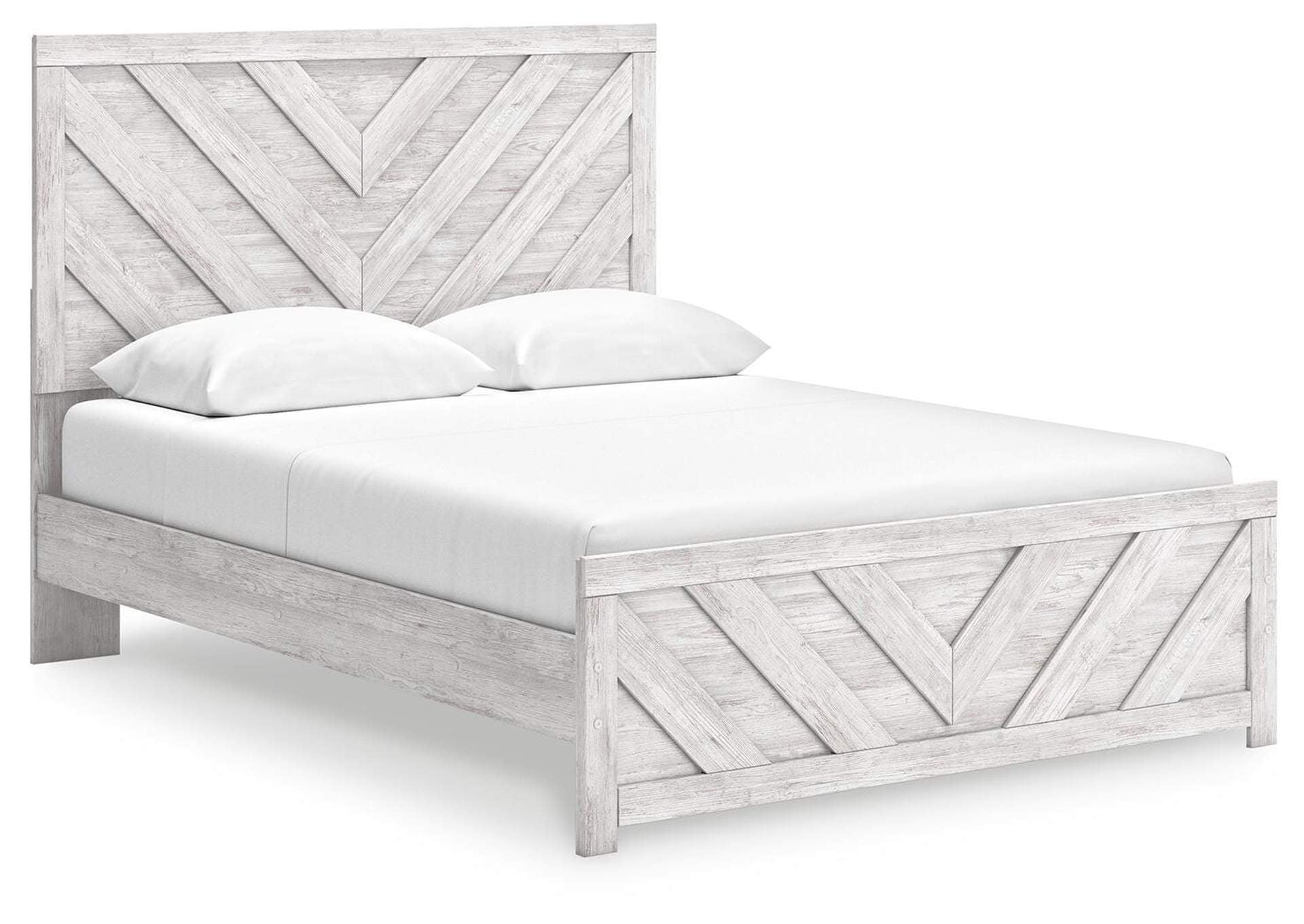 Cayboni Queen Panel Bed and 2 Nightstands angled view